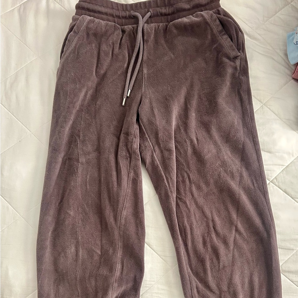 Brown/Mauve Velour Cropped Joggers